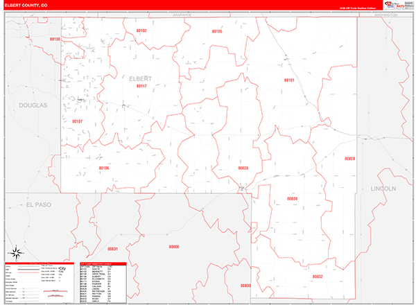 Elbert County, CO Zip Code Map