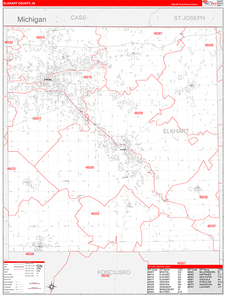 Elkhart County, IN Zip Code Map