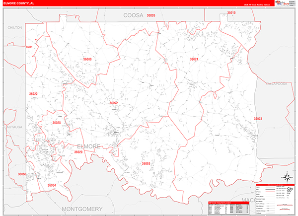 Elmore County, AL Zip Code Map