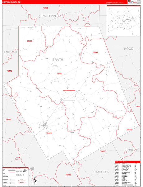Erath County, TX Zip Code Map