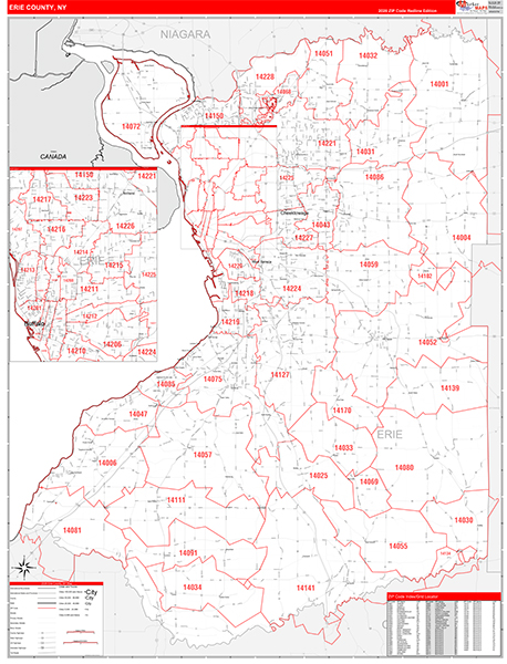 Erie County, NY Zip Code Map