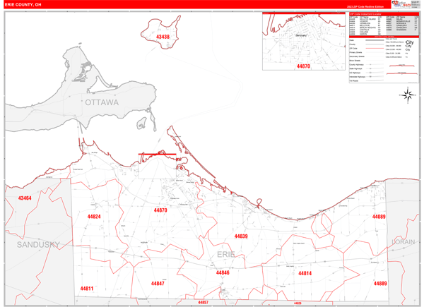 Erie County Digital Map Red Line Style
