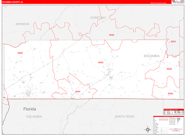 Escambia County, AL Zip Code Map