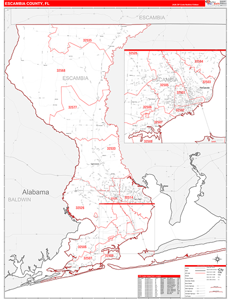 Escambia County, FL Zip Code Map