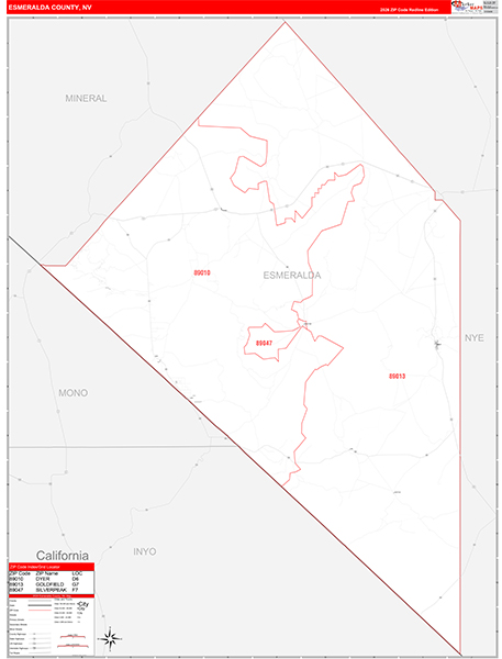 Esmeralda County, NV Zip Code Map