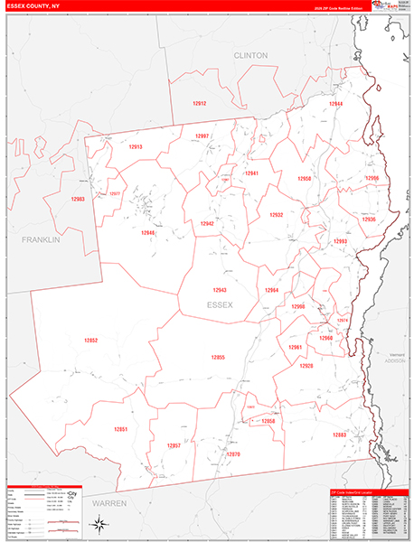 Essex County, NY Zip Code Map
