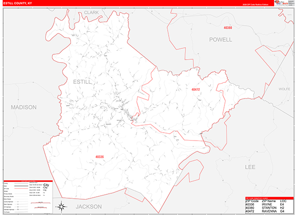 Estill County, KY Zip Code Map
