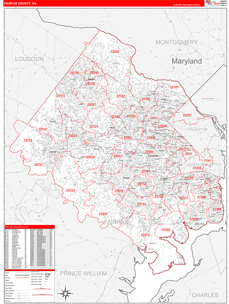 Fairfax County, VA Zip Code Map