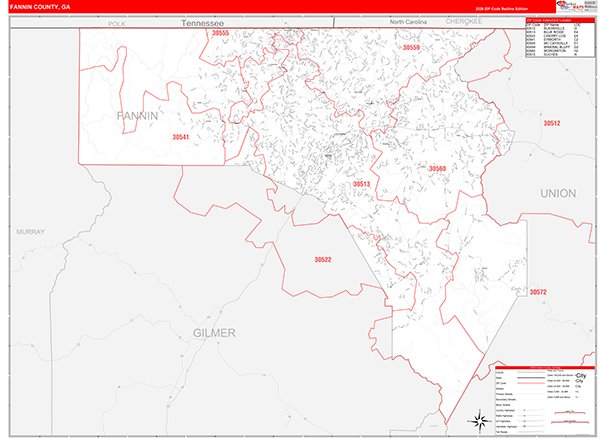 Fannin County, GA Zip Code Map