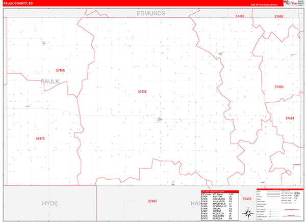Faulk County, SD Zip Code Map