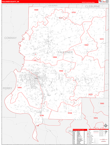 Faulkner County, AR Zip Code Map