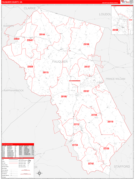 Fauquier County Digital Map Red Line Style