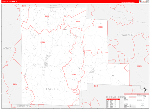 Fayette County, AL Zip Code Map