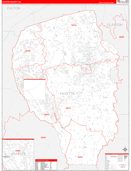 Fayette County, GA Zip Code Map
