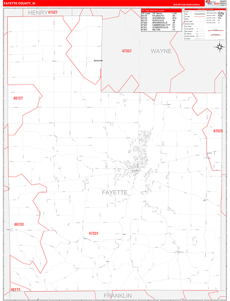 Fayette County, IN Zip Code Map