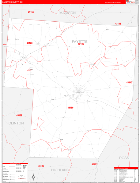 Fayette County Digital Map Red Line Style