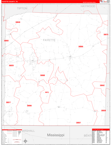 Fayette County, TN Zip Code Map