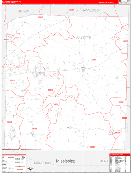 Fayette County, TN Zip Code Map