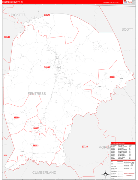 Fentress County, TN Zip Code Map