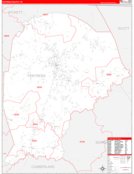 Fentress County, TN Zip Code Map