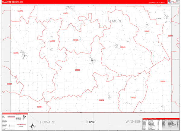 Fillmore County, MN Zip Code Map