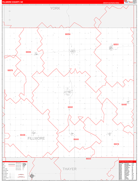 Fillmore County, NE Zip Code Map