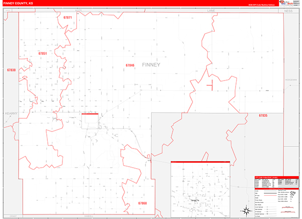 Finney County, KS Zip Code Map