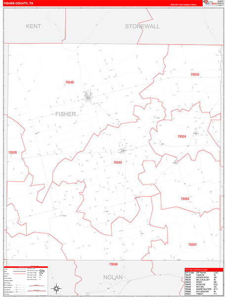 Fisher County, TX Zip Code Map