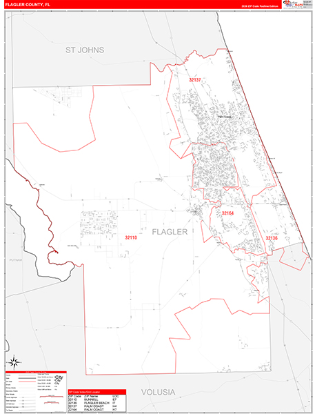 Flagler County, FL Zip Code Map