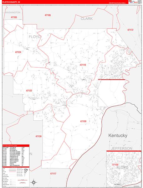 Floyd County, IN Zip Code Map