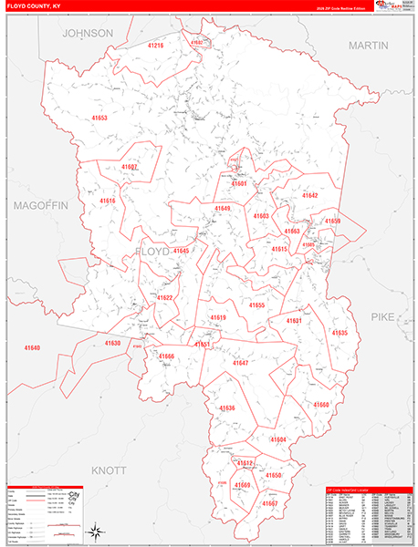 Floyd County, KY Zip Code Map