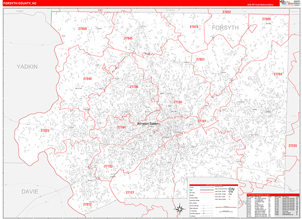 Forsyth County, NC Zip Code Map