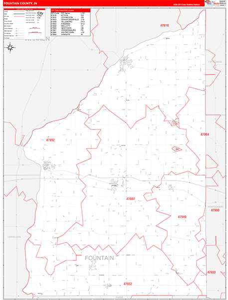Fountain County, IN Zip Code Map