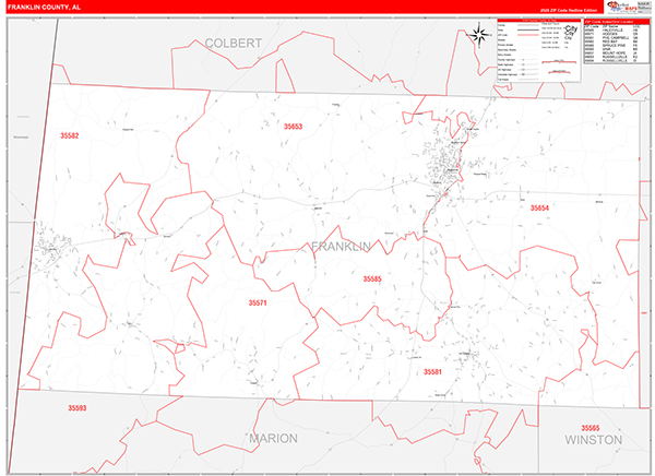 Franklin County, AL Zip Code Map