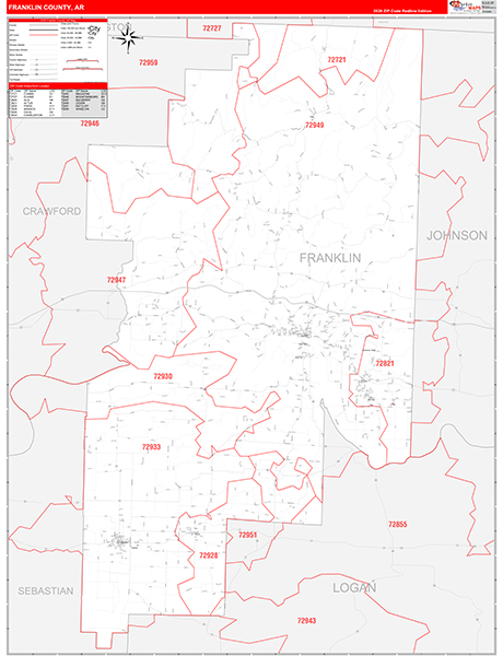 Franklin County, AR Zip Code Map