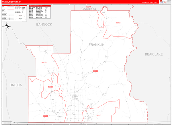 Franklin County, ID Carrier Route Wall Map