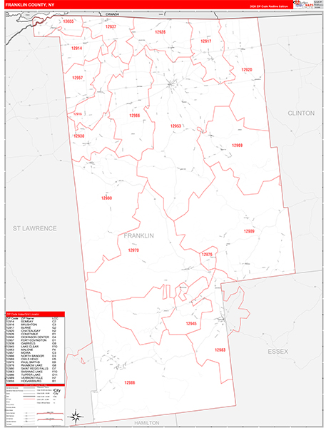 Franklin County, NY Zip Code Map