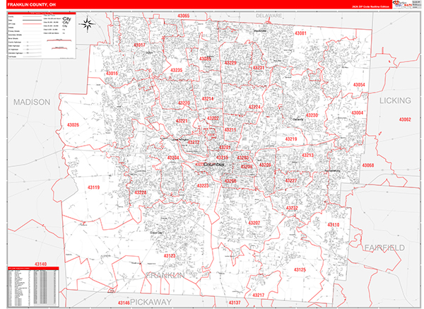 Franklin County, OH Zip Code Map