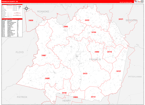 Franklin County, VA Zip Code Map