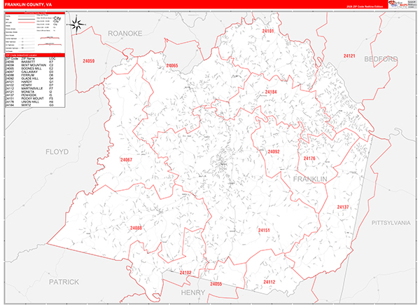 Franklin County, VA Zip Code Map