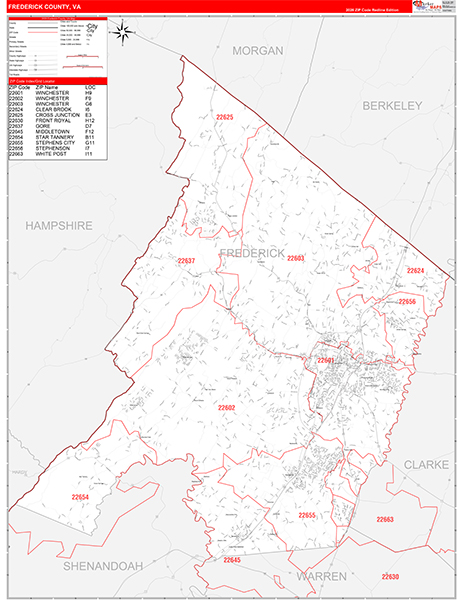 Frederick County, VA Zip Code Map