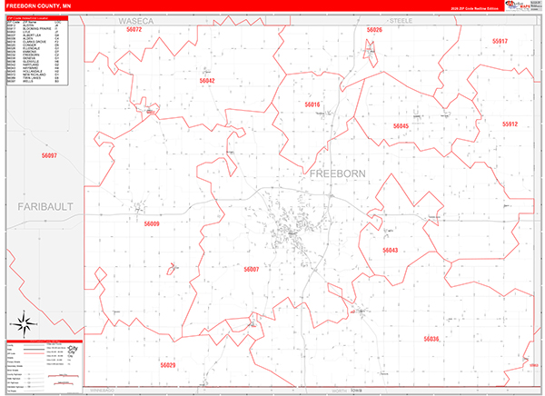 Freeborn County, MN Zip Code Map