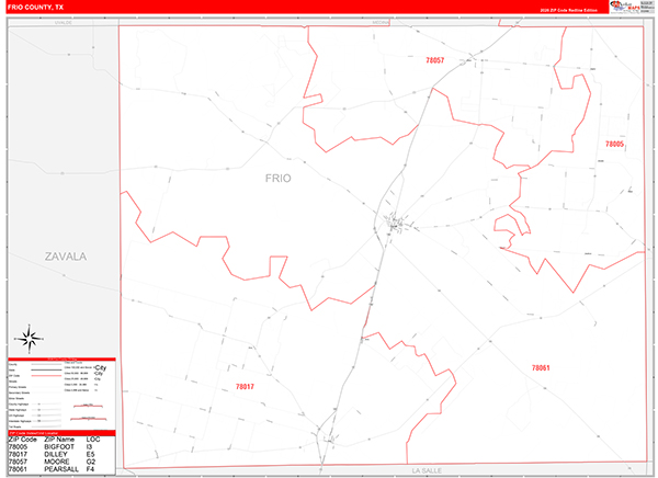 Frio County, TX Zip Code Map
