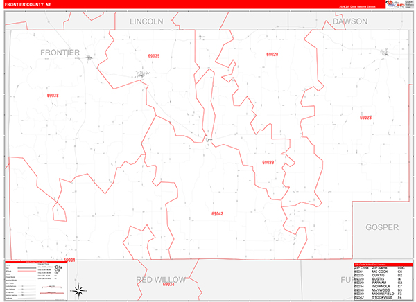 Frontier County, NE Zip Code Map