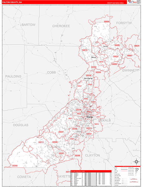 Fulton County, GA Zip Code Map