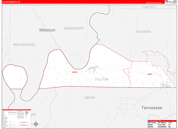 Fulton County, KY Zip Code Map