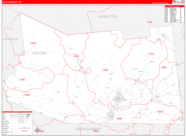 Fulton County, NY Zip Code Map