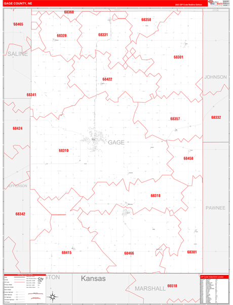 Nebraska Zip Code Wall Map Red Line Style By Marketma 8235