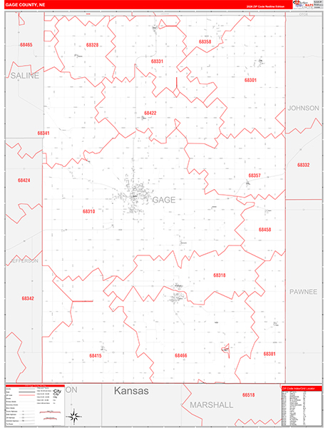 Gage County, NE Zip Code Map