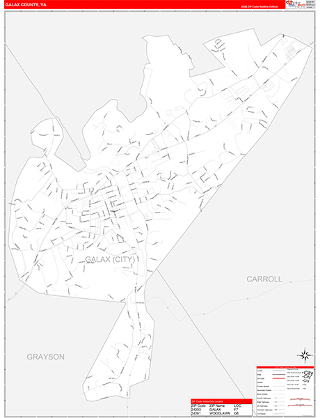 Galax County, VA Zip Code Map